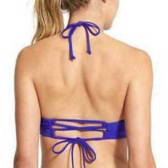 Athleta High Neck Keyhole Bikini Top size M Blue - Picture 3 of 3